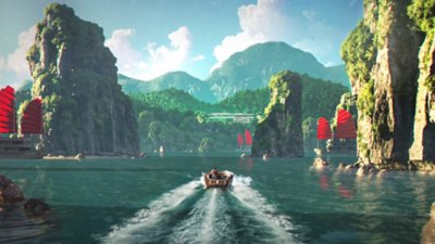 007 First Light – Screenshot von einem Boot in tropischer Umgebung