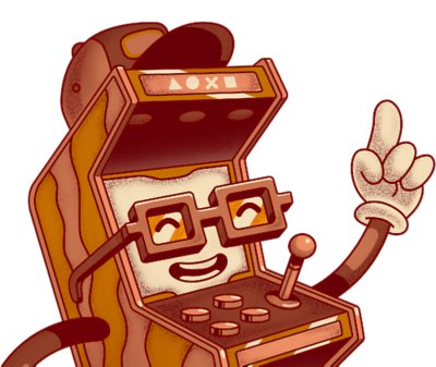 Ilustración de personaje de gabinete de arcade.