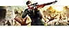 Banner ze hry Sniper Elite 5 s klíčovým motivem ze hry; hlavní postava zaměřuje odstřelovací puškou
