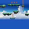 Billede til 2D-platformspil, der viser typiske 2D-omgivelser med platforme, pigge og et flag med PlayStation-symbol.
