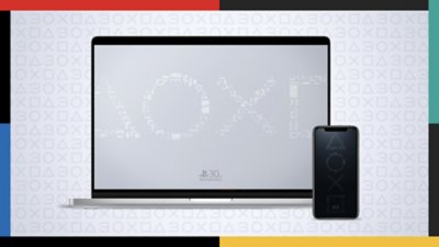 Laptop and Phone showing PlayStation wallpapers