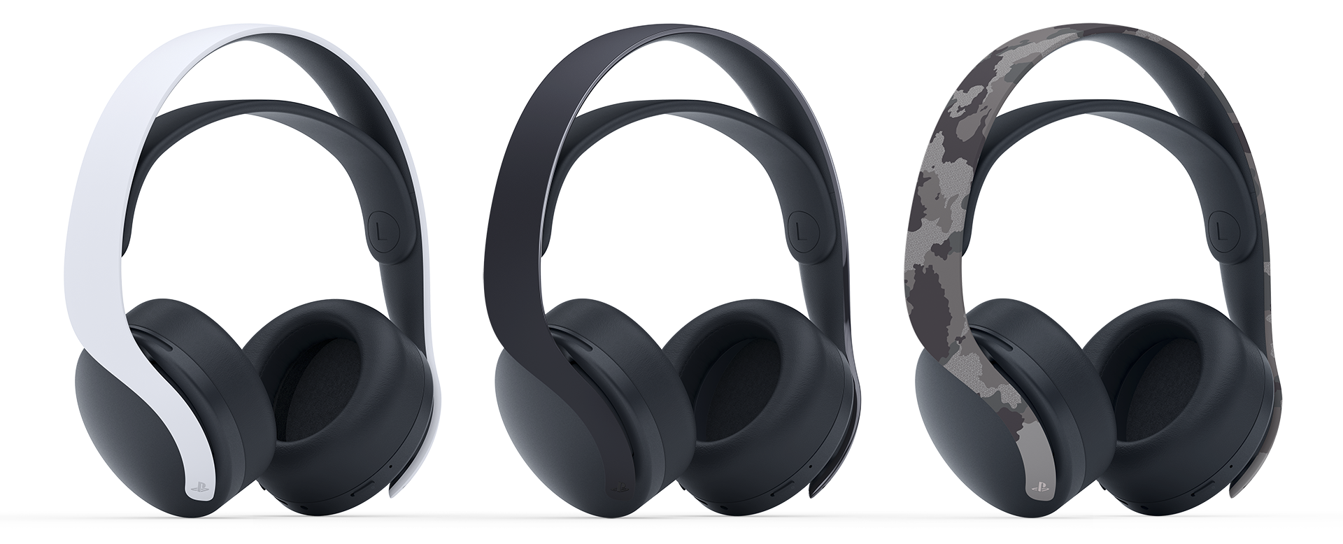 Sluchátka s mikrofonem 3D Pulse v barevných variantách White, Midnight Black a Gray Camo