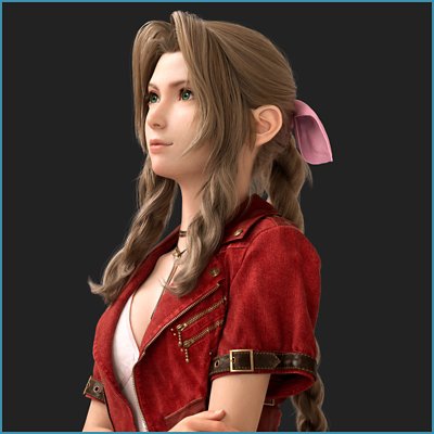 صورة فنية أساسية من لعبة Final Fantasy VII Rebirth تعرض شخصية Aerith.