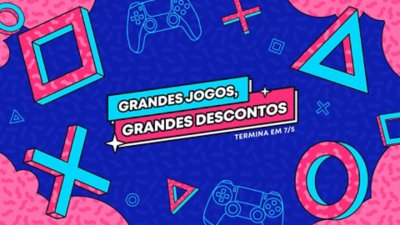 Arte promocional da promoção Grandes jogos, grandes ofertas da loja global