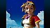 Chrono Cross: The Radical Dreamers Edition-screenshot van een personage met blond haar, in een rood-geel jasje