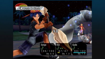 CHRONO CROSS: THE RADICAL DREAMERS EDITION - Istantanea della schermata che mostra una scena di combattimento