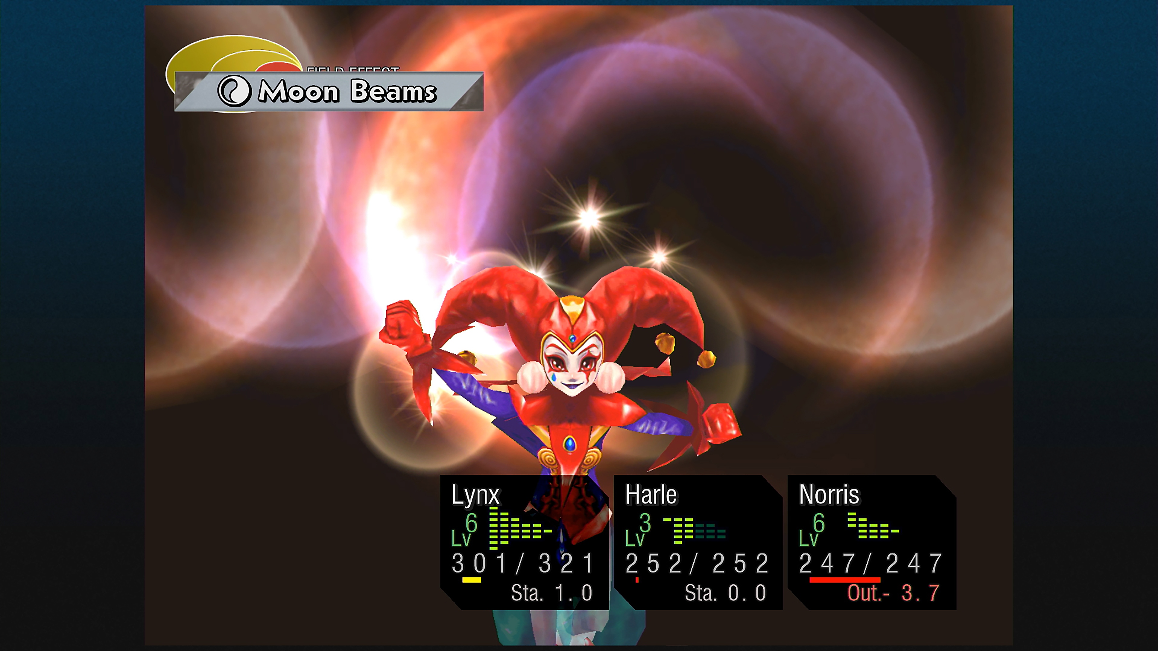 إصدار Chrono Cross:‎ The Radical Dreamers، لقطة شاشة تظهر فيها لقطة من معركة