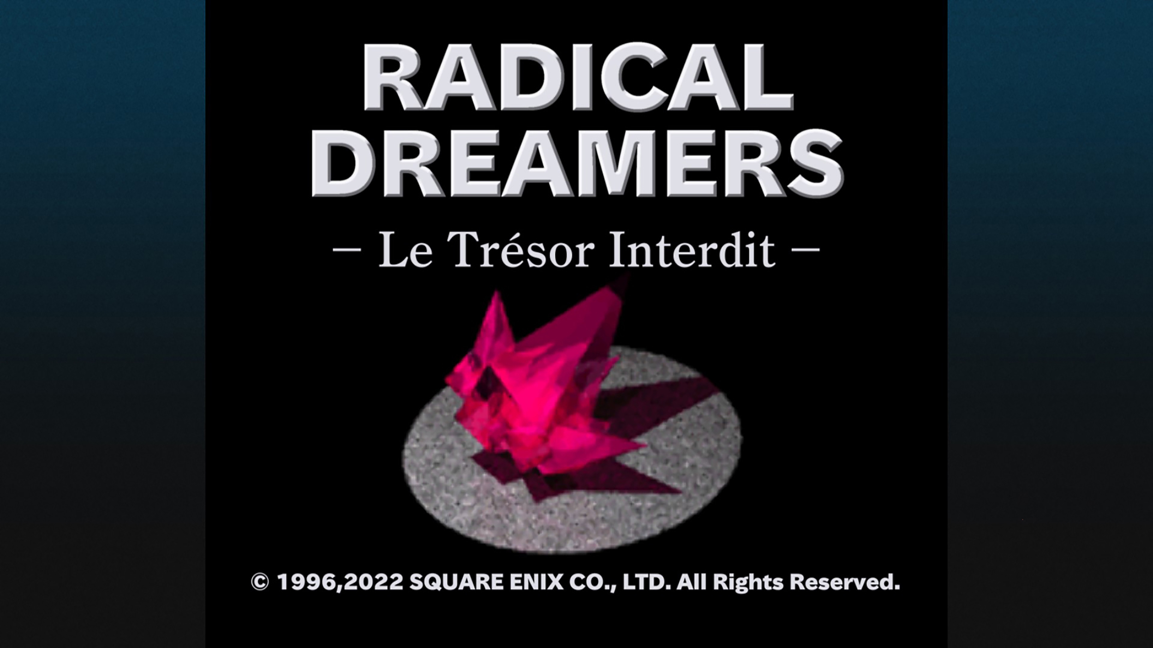 Chrono Cross: The Radical Dreamers Edition captura de pantalla que muestra la pantalla del título "Le Trésor Interdit"