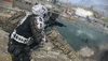 Call of Duty: Warzone screenshot showing an Operator in a white helmet aiming a weapon towards a lake