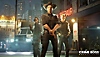Captura de tela de Crime Boss: Rockay City mostrando os personagens de Michael Madsen, Michael Rooker e Damion Poitier.
