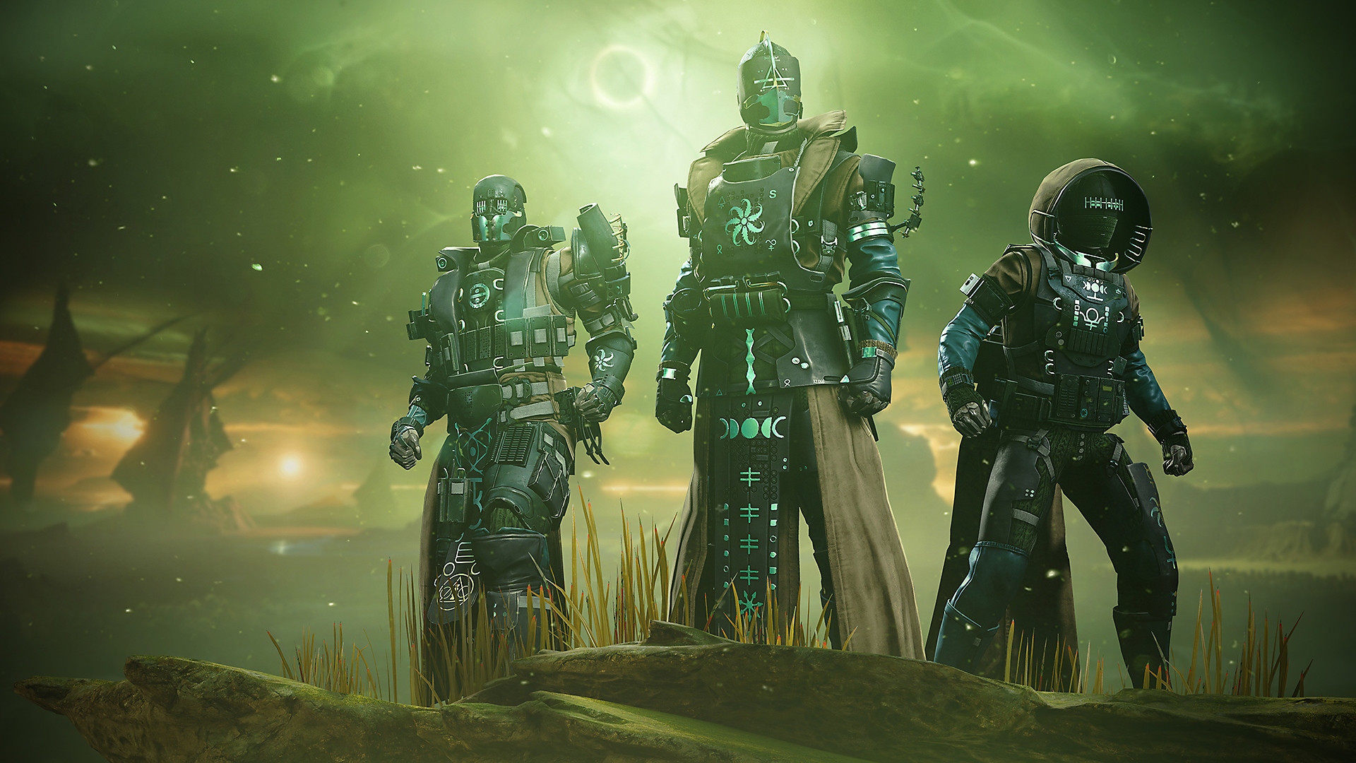 Destiny 2 – skjermbilde av Guardians som står sammen