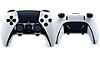 Visuale frontale e posteriore del DualSense Edge su uno sfondo bianco