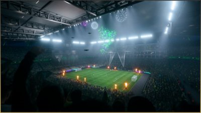 EA SPORTS FC 26 screenshot showing a stadium at night