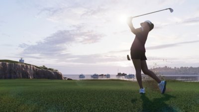 Screenshot von EA Sports PGA Tour 23, auf dem ein Golfer beim Follow Through zu sehen ist