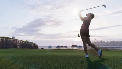 EA Sports PGA Tour 23 - captura de tela mostrando a finalização da tacada de um golfista