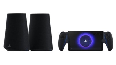 Un par de altavoces PULSE Elevate junto a PS Portal