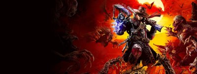 Evil West background showing a cowboy protagonist fending off monsters