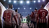 EA Sports FC 24 — снимок экрана, на котором две команды выходят на футбольное поле