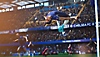 Zrzut ekranu z gry EA Sports FIFA 24 pokazujący gracza robiącego salto