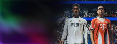 صورة فنية لأبطال لعبة EA Sports FC 26 تُظهر Jude Bellingham و Jamal Musiala