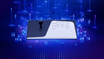 FlexStrike fight stick with blue background