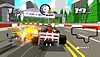 Captura de pantalla de Formula Retro Racing World Tour que muestra un auto de F1 que choca con otro