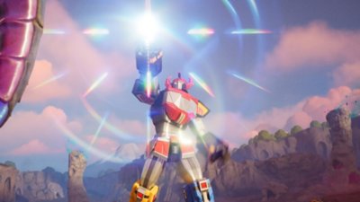Fortnite Chapter 6 Season 4 screenshot showing the Megazord charging up its weapon 
