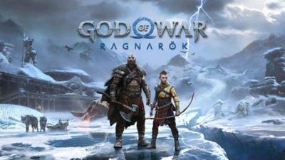 God of War Ragnarök – grafika obálky zobrazující Kratose a Atreuse
