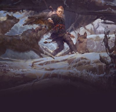 Illustration conceptuelle d'Atreus dans God of War Ragnarök.