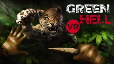 Klíčová grafika hry Green Hell VR zobrazující útočícího leoparda