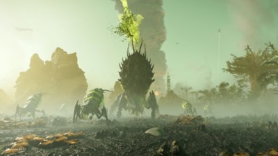 Helldivers 2 PC – Screenshot, der feindliche Kreaturen zeigt.