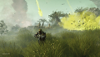 Helldivers 2 screenshot showing soldier running from an explosion.