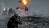 Captura de tela de Helldivers 2 para PC mostrando uma aeronave explodindo.