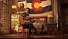 Life Is Strange: True Colors – snímek obrazovky s hlavní postavou Alex hrající na akustickou kytaru