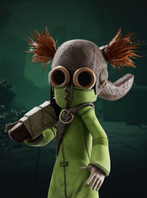 Bild aus Little Nightmares 3, das Alone mit einem über die Schulter geworfenen Schraubenschlüssel zeigt
