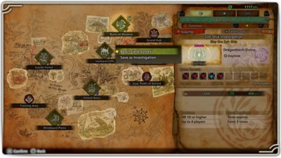 Monster Hunter Wilds - screenshot van de wereldkaart.