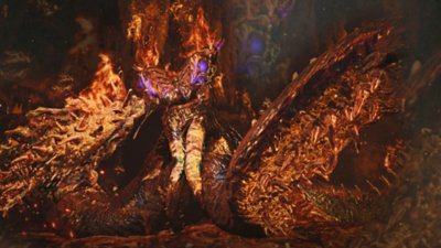 Monster Hunter Wilds screenshot showing the monster Arch Tempered Nu Udra
