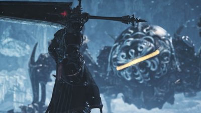 Monster Hunter Wilds screenshot showing the monster Omega Planetes/