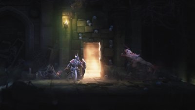 Mandragora screenshot showing a fight with a beast