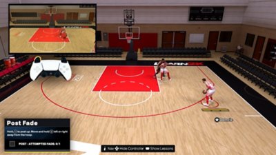 A short video showing NBA 2K26 post fade skill training