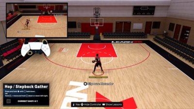 A short video showing NBA 2K26 Stepback skill training