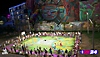 Snimak ekrana igre NBA 2K24 na kom je prikazan neonski teren na temu Asteka u režimu The City