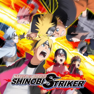 NARUTO TO BORUTO: SHINOBI STRIKER key art showing animated characters striking poses while looking at one another.