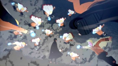Naruto x Boruto – snímek obrazovky zobrazující Boruta v epickém souboji