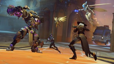 캐릭터들이 격투를 벌이는 Overwatch 2 스크린샷