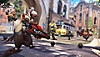 Captura de pantalla de Overwatch 2 de personajes luchando en las calles.