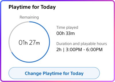Screenshot showing remaining playtime for today.