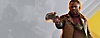 صورة ترويجية للعبة Deathloop تحمل العلامة التجارية لـ PlayStation Plus تظهر بها الشخصية الرئيسية Colt.