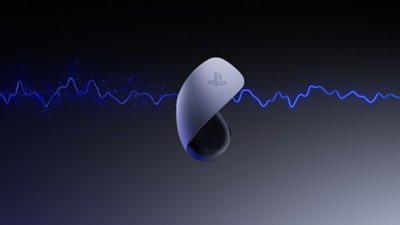 PULSE Explore Wireless-Ohrhörer, durch den sich Sound bewegt.