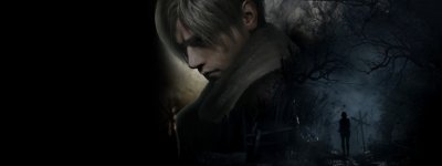 صورة فنية أساسية من Resident Evil 4 Remake تعرض صورة لظل شخص ما في غابة صغيرة مظلمة.